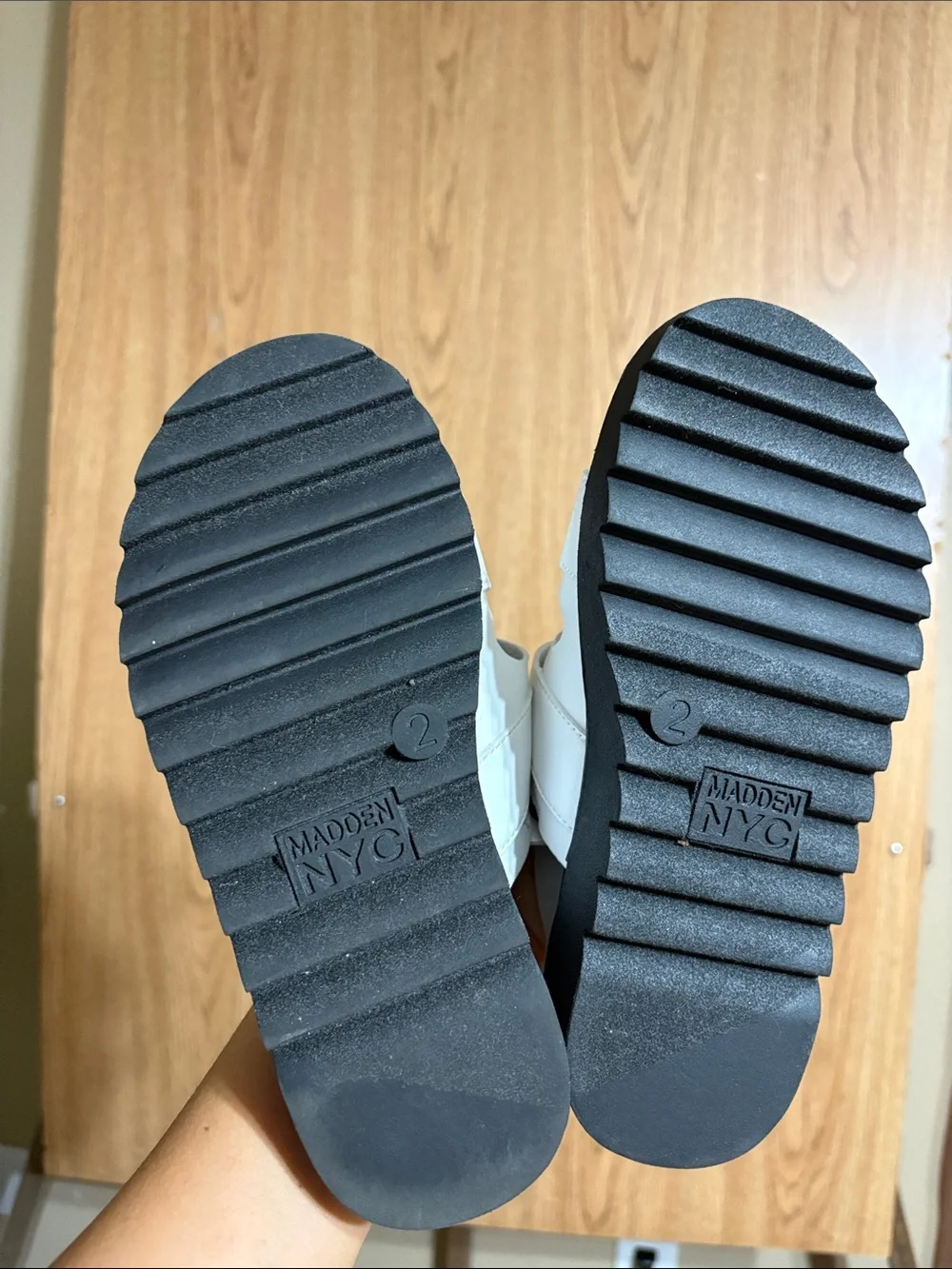 NWOT. Kids White Strappy Sandals with Black Sole